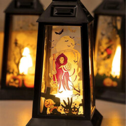 CLEFFNS 3Pcs Halloween Decor Lantern, Portable Led Candle Lantern, Simulation Candle Flashing For Outdoor Indoor Halloween Party Decor - thumbnail 3