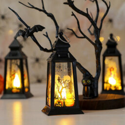 CLEFFNS 3Pcs Halloween Decor Lantern, Portable Led Candle Lantern, Simulation Candle Flashing For Outdoor Indoor Halloween Party Decor - thumbnail 8