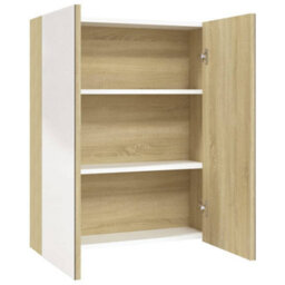 Vidaxl Bathroom Mirror Cabinet 60X15X75 Cm Mdf White And Oak - thumbnail 2