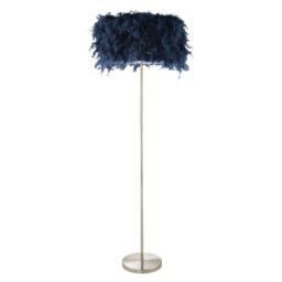 Happy Homewares Modern And Chic Midnight Blue Feather Floor Lamp With Satin Nickel Plated Base - thumbnail 2
