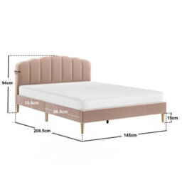 Flair Scallop Velvet Bed Frame Pink Double - thumbnail 3