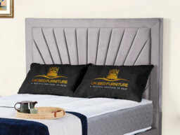 UKBEDFURNITURE Sunrise Silver Plush Valvet Upholstered Bed Frame Only - Slatted Base - 48 Inch Headboard - thumbnail 2