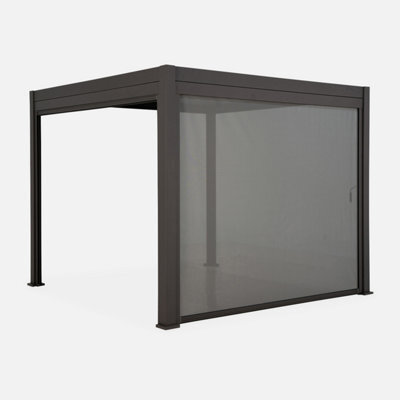 Sweeek - Louvered Pergola Aluminium 4 X 3M And A 4M Blind Anthracite - Triomphe - image 1