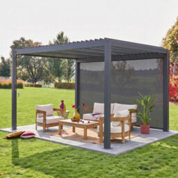 Sweeek - Louvered Pergola Aluminium 4 X 3M And A 4M Blind Anthracite - Triomphe - thumbnail 5