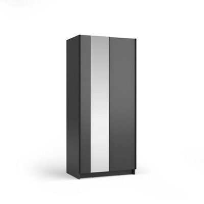 Arte Practical Black Sliding Door Wardrobe 80Cm - Mirrored, Space-Saving Storage For Modern Urban Living - image 1