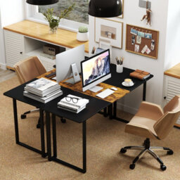 Costway Computer Desk 160 X 60 Cm Large Office Desk With Metal Frame-Black - thumbnail 3