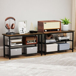 Gainoom 3-Tier Brown Shoe Rack 80 Cm Shoe Storage Bench With Metal Slat Shelves - thumbnail 5