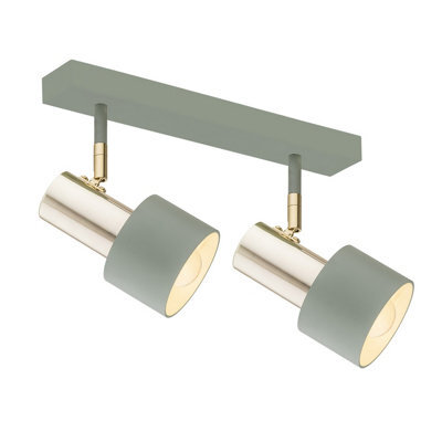 Luminosa Lighting Luminosa Doria Twin Ceiling Spotlight Siege Structure, Brass Elements