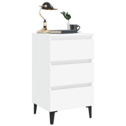 Walplus Bed Cabinet With Metal Legs White 40X35X69 Cm - thumbnail 3