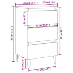 Walplus Bed Cabinet With Metal Legs White 40X35X69 Cm - thumbnail 7