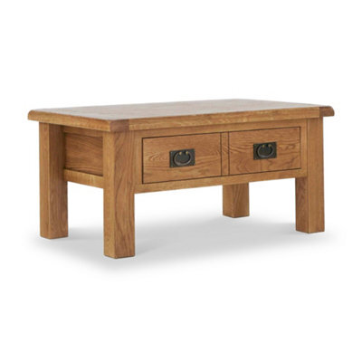 Zelah Oak 92.5Cm Large Rectangular Coffee Table With Drawer - By Roseland Furniture - image 1
