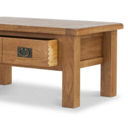 Zelah Oak 92.5Cm Large Rectangular Coffee Table With Drawer - By Roseland Furniture - thumbnail 4