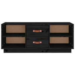 Berkfield Stylish Tv Cabinet Black 100X34X40 Cm Solid Wood Pine - thumbnail 6