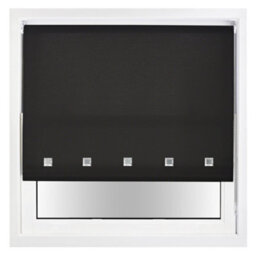 Trimmable Daylight Roller Blind With Square Eyelets And Metal Fittings By Furnished - Black (W)240Cm X (L)165Cm - thumbnail 2