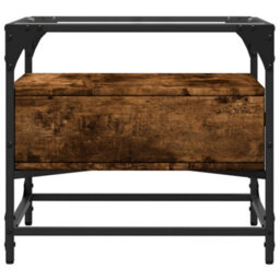Berkfield Coffee Table With Glass Top Smoked Oak 50X50X45 Cm Steel - thumbnail 5