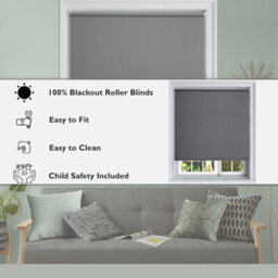 Lister Cartwright Blackout Plain Roller Blinds Windows Blind Child Safety Included (Dark Grey, 200 Cm Width X 160 Cm Drop) - thumbnail 3