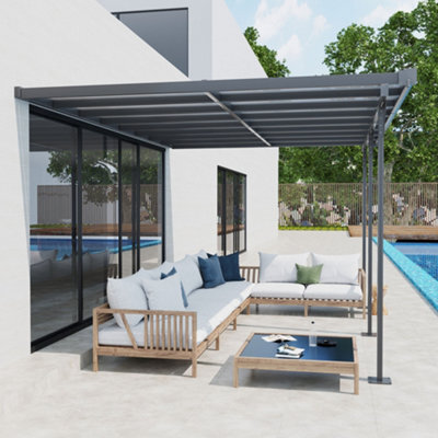 Outsunny Outdoor Patio Gazebo Pergola, Aluminum Post, 4.35 X 3 M Pc Roof - image 1