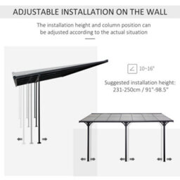 Outsunny Outdoor Patio Gazebo Pergola, Aluminum Post, 4.35 X 3 M Pc Roof - thumbnail 4