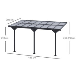 Outsunny Outdoor Patio Gazebo Pergola, Aluminum Post, 4.35 X 3 M Pc Roof - thumbnail 3