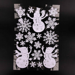 Shatchi 3D Christmas Window Stickers Snowy White And Silver - 4 Assorted Sheets Window Decorations Sticker Christmas Scene, Pvc - thumbnail 5