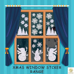 Shatchi 3D Christmas Window Stickers Snowy White And Silver - 4 Assorted Sheets Window Decorations Sticker Christmas Scene, Pvc - thumbnail 7