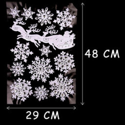 Shatchi 3D Christmas Window Stickers Snowy White And Silver - 4 Assorted Sheets Window Decorations Sticker Christmas Scene, Pvc - thumbnail 3