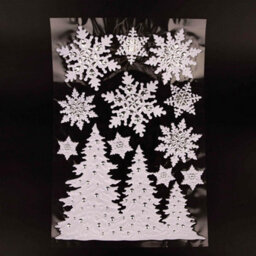 Shatchi 3D Christmas Window Stickers Snowy White And Silver - 4 Assorted Sheets Window Decorations Sticker Christmas Scene, Pvc - thumbnail 2