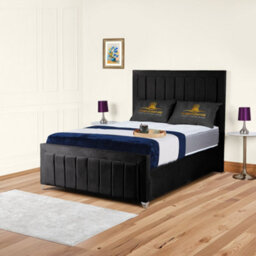 UKBEDFURNITURE Sierra Black Plush Valvet Upholstered Gas Lift Ottoman Storage Bed With 10 Inch Orthopedic Mattres - 48 Inch Headboard - thumbnail 1