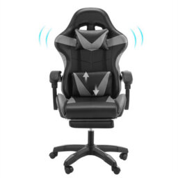 Grey  Black Modern Leather Massage Racing Gaming Chair With Leg Rest