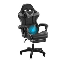Grey  Black Modern Leather Massage Racing Gaming Chair With Leg Rest - thumbnail 3