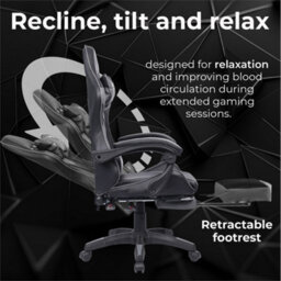 Grey  Black Modern Leather Massage Racing Gaming Chair With Leg Rest - thumbnail 5