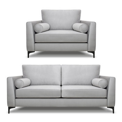 Modern Home Zara 3 Seater And Lovechair Set Silver - image 1