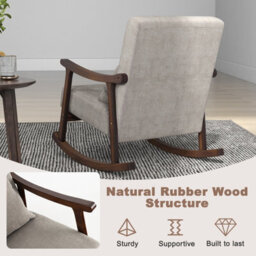 Rocking Accent Chair Indoor Rocker Armchair Brown - thumbnail 3