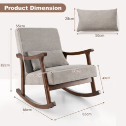 Rocking Accent Chair Indoor Rocker Armchair Brown - thumbnail 2