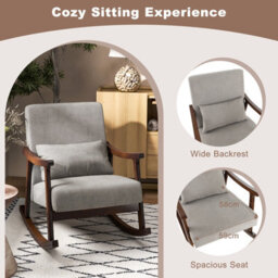 Rocking Accent Chair Indoor Rocker Armchair Brown - thumbnail 4