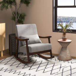 Rocking Accent Chair Indoor Rocker Armchair Brown - thumbnail 6