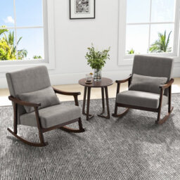 Rocking Accent Chair Indoor Rocker Armchair Brown - thumbnail 5
