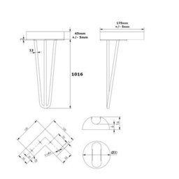 Moderix Rustic Console Table 175mm Hairpin 3R 1016mm Walnut Length Of 80Cm - thumbnail 3