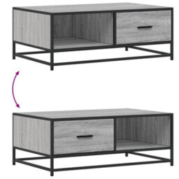Berkfield Coffee Table Grey Sonoma 90X57X35 Cm Engineered Wood And Metal - thumbnail 9