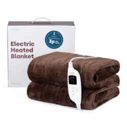 Livivo Heated Electric Over Blanket Chocolate Micro Fleece 160X130Cm W/ 9 Heat Settings Timer Digital Control And Washable Design