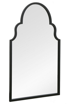 "Mirroroutlet - The Arcus - Black Metal Framed Arched Garden Wall Mirror 41""x 24"" (104 X 61 Cm)" - image 1