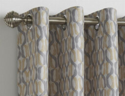 Luxury Living Camb Printed Eyelet Ring Top Curtains Ochre - thumbnail 3