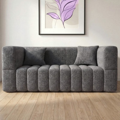 Rummy Stylish Small Sofa With High-Rebound Foam And 2 Pillows In Modern Grey - image 1