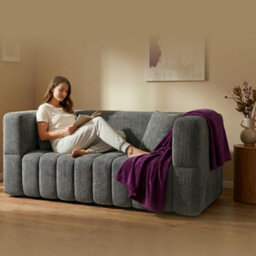 Rummy Stylish Small Sofa With High-Rebound Foam And 2 Pillows In Modern Grey - thumbnail 8