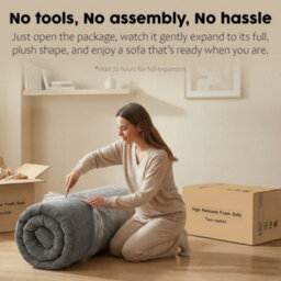 Rummy Stylish Small Sofa With High-Rebound Foam And 2 Pillows In Modern Grey - thumbnail 7