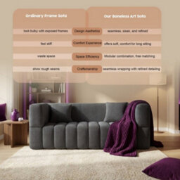 Rummy Stylish Small Sofa With High-Rebound Foam And 2 Pillows In Modern Grey - thumbnail 4