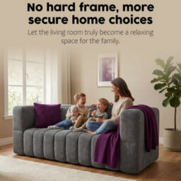 Rummy Stylish Small Sofa With High-Rebound Foam And 2 Pillows In Modern Grey - thumbnail 6