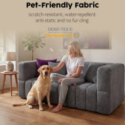 Rummy Stylish Small Sofa With High-Rebound Foam And 2 Pillows In Modern Grey - thumbnail 3