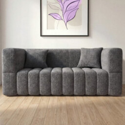 Rummy Stylish Small Sofa With High-Rebound Foam And 2 Pillows In Modern Grey