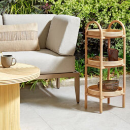 Wyld And Coco Everrattan 3-Tier Round Side Table 32 X 32 X 78 Cm Natural Rattan - thumbnail 2